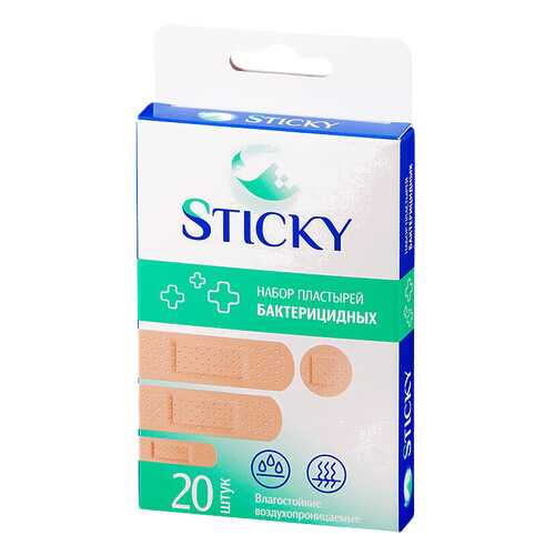Пластырь бактерицидный Sticky влагостойкий 1,9 х 7,2 см 20 шт. в Аптека Радуга