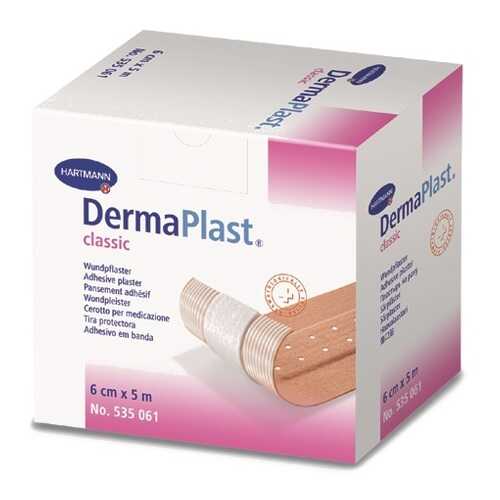 Пластырь DermaPlast classic, гипоаллергенный, текстильный телесный рулон 5 м х 6 см в Аптека Радуга