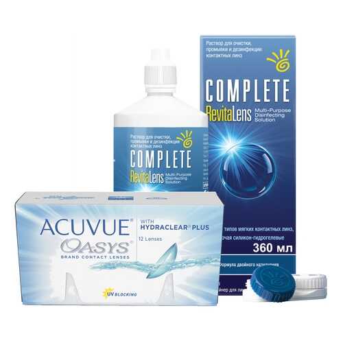 Контактные линзы Acuvue Oasys 12 линз R 8.8 +0.75 + Раствор Complete RevitaLens 360 мл в Аптека Радуга