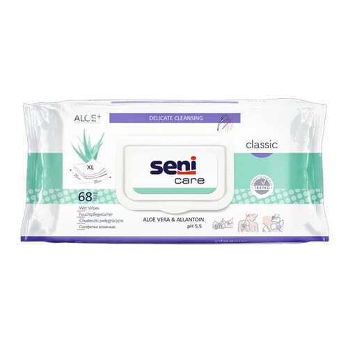 Салфетки влажные SENI CARE Classic с алое вера и аллантоином 68 шт. в Аптека Радуга